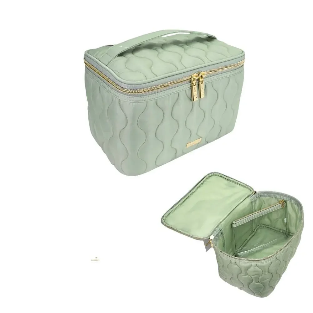 Conair Train Case Quilt 2 Piece Sage Green Cosmetic Bag